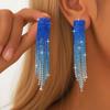 New Product Gradual Change Color Full Diamond Arc Fringed Earrings Light Luxury High Sense Earrings Exquisite Fashion Earrings