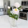 3 Heads Cotton Rose Artificial Peony Flower Handmade Real Touch Faux Peony Branch Realistic Artificial Simulation Big Peony