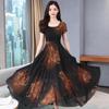 Ice Silk Large Size Dress Femininity Mother Dress Slim Waist Printing Splicing Light Ripe Wind Pendulum Skirt