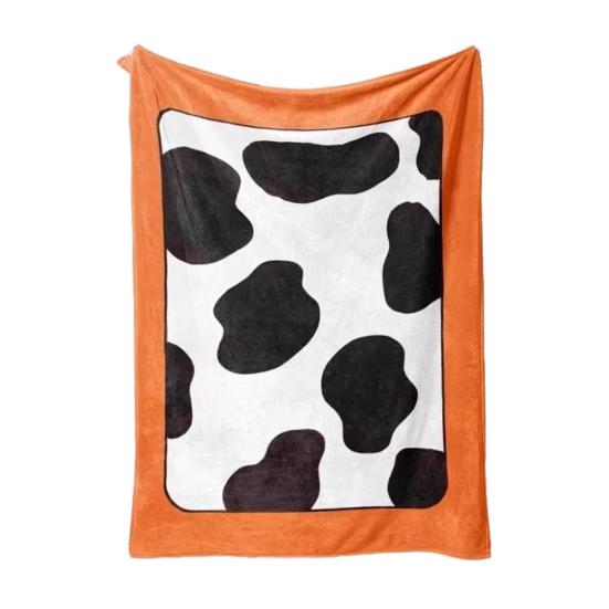Flannel Cow Print Blanket  Soft Warm Fuzzy Fleece Throw Blanket 70x100cm