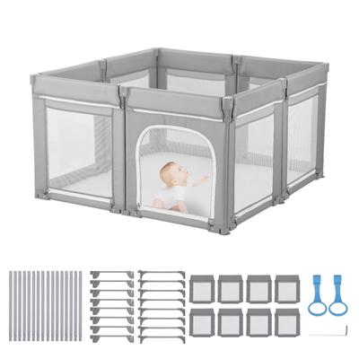 Baby Playpen, 1200 X 1200mm Foldable Toddlers Playpen, Indoor/Outdoor Baby Fence Play Yard with Zippered Door & Soft Breathable Mesh