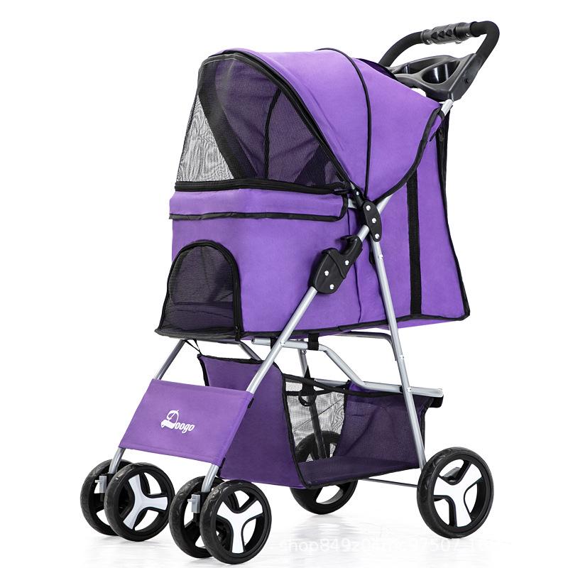 Foldable Lightweight Pet Stroller for Cats and Dogs - Four-Wheeled Design