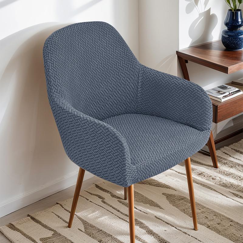 

Striped Plaid Elastic Stretch Chair Covers - Curved Design Universal for Dining Room, Office, Home Washable & Durable Fabric
