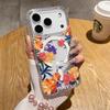 for IPhone 17 Air 16 15 14 13 12 Pro Max Clear Hard Acrylic Cover Luxury Glitter Flower for Magsafe Wireless Charge Magnet Case