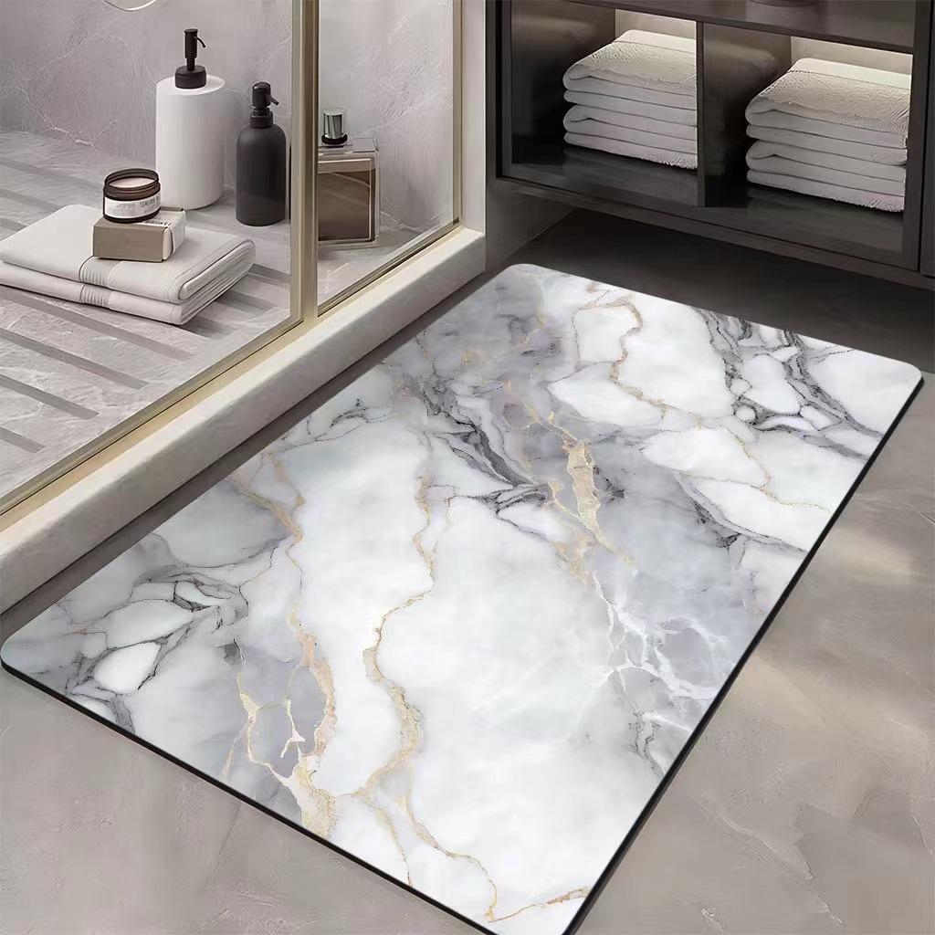 Light Luxury Marble, Diatom Mud, Water-absorbing Quick-drying Floor Mat, Non-slip and Dirt-resistant At the Bathroom Door