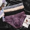 Delicate Men Briefs Mid-rise Side Opening Design Tight Cut Panties Mid-waist Solid Color Ice Silk Thin Perspective Breathable Smooth Underwear