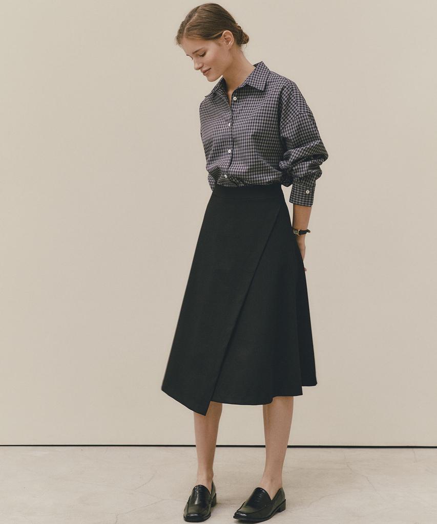Soire Wrap Unbalance Skirt - Black