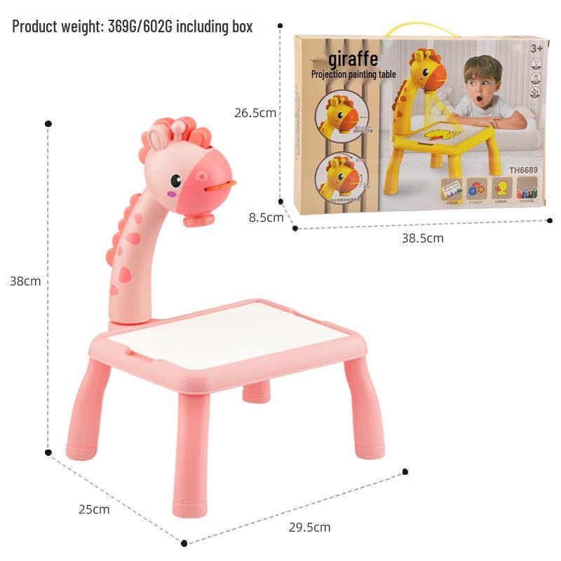 Kids' Magnetic Projection & Drawing Table with Building Blocks - Early Education & Science Learning Toy