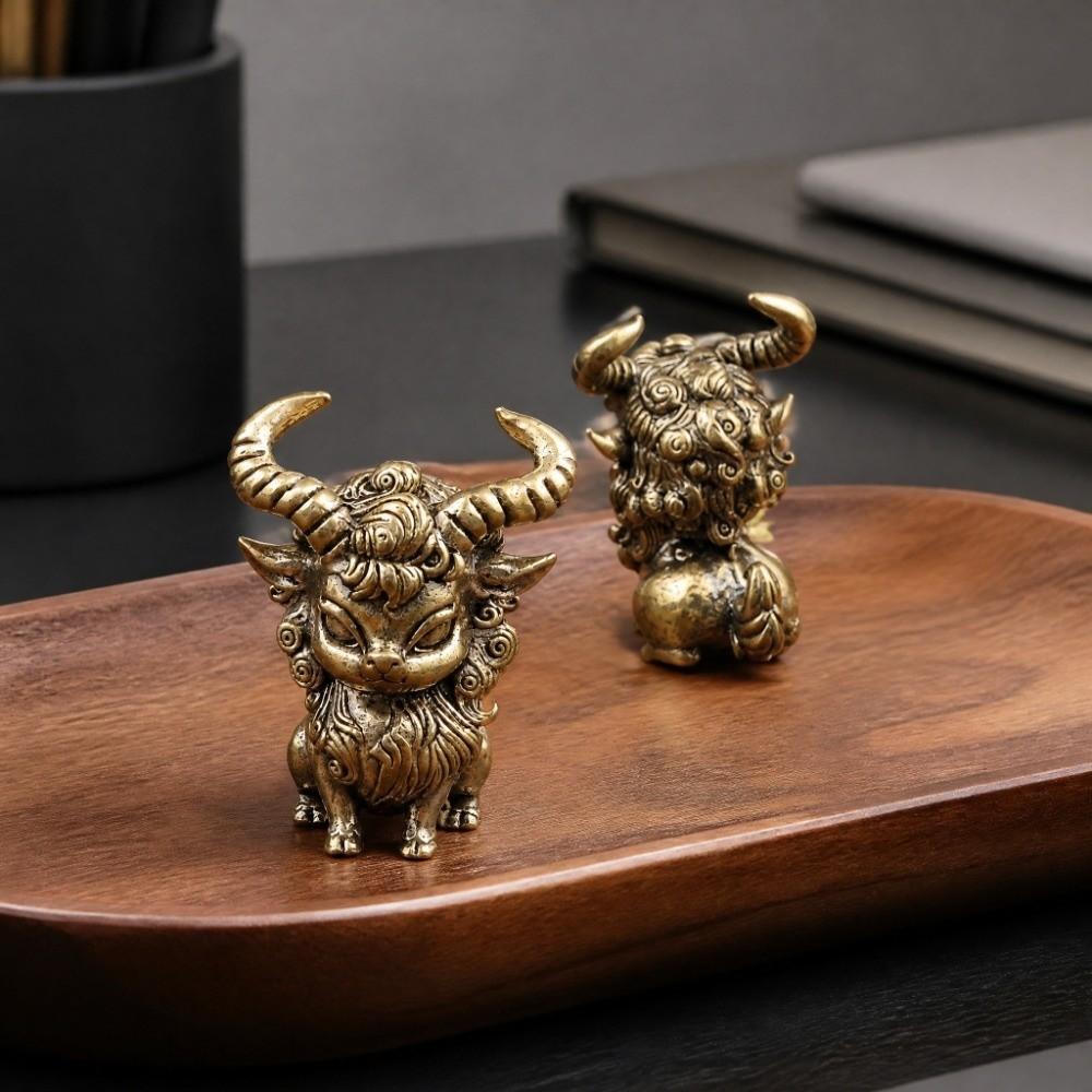 San Yang Kai Tai Zodiac Sheep Figurine Metal Vintage Statue Gift Lucky Ornament Year of The Sheep