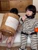 Kids' Coral Fleece Pajamas: Striped Zipper Parent-Child Set for Autumn and Winter