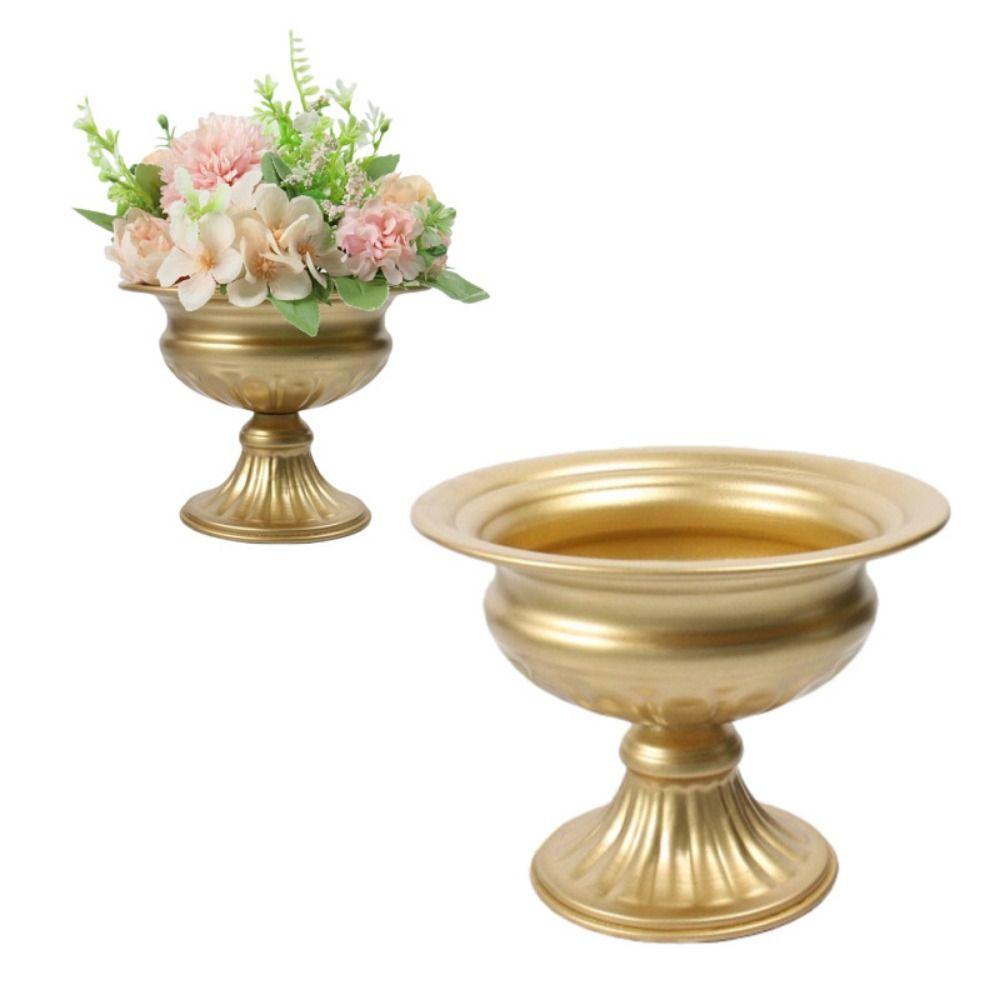 European Retro Flower Vase High-footed Metal Urn-shaped Vase Elegant Luxury Flower Pots Floral Arrangement