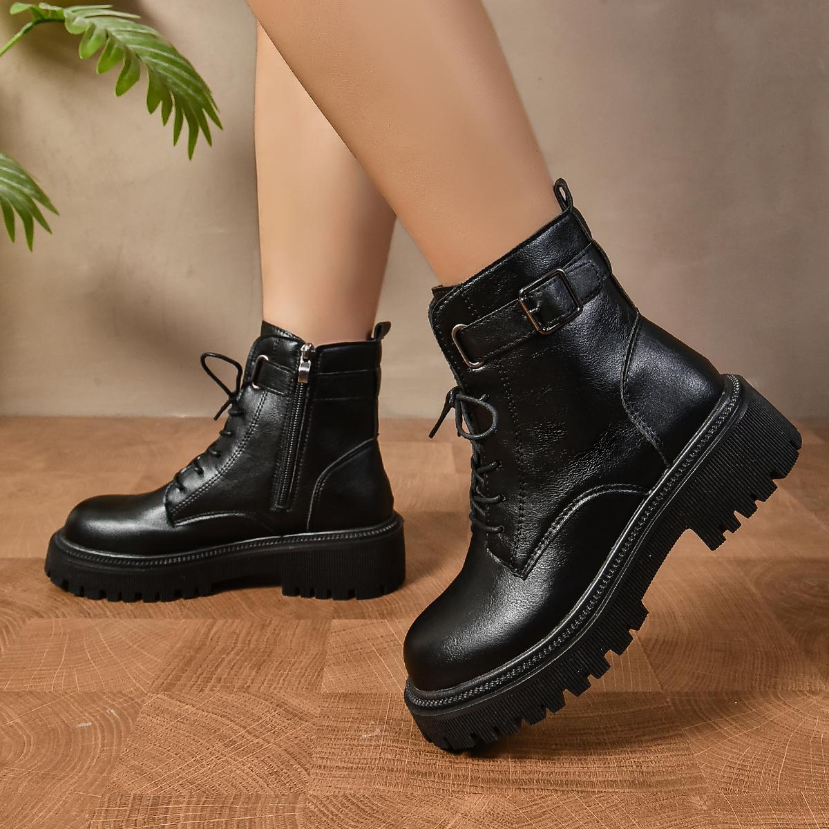 Модная женская обувь Осень Зима Модные классические ботильоны Женские туфли с круглым — фото 6