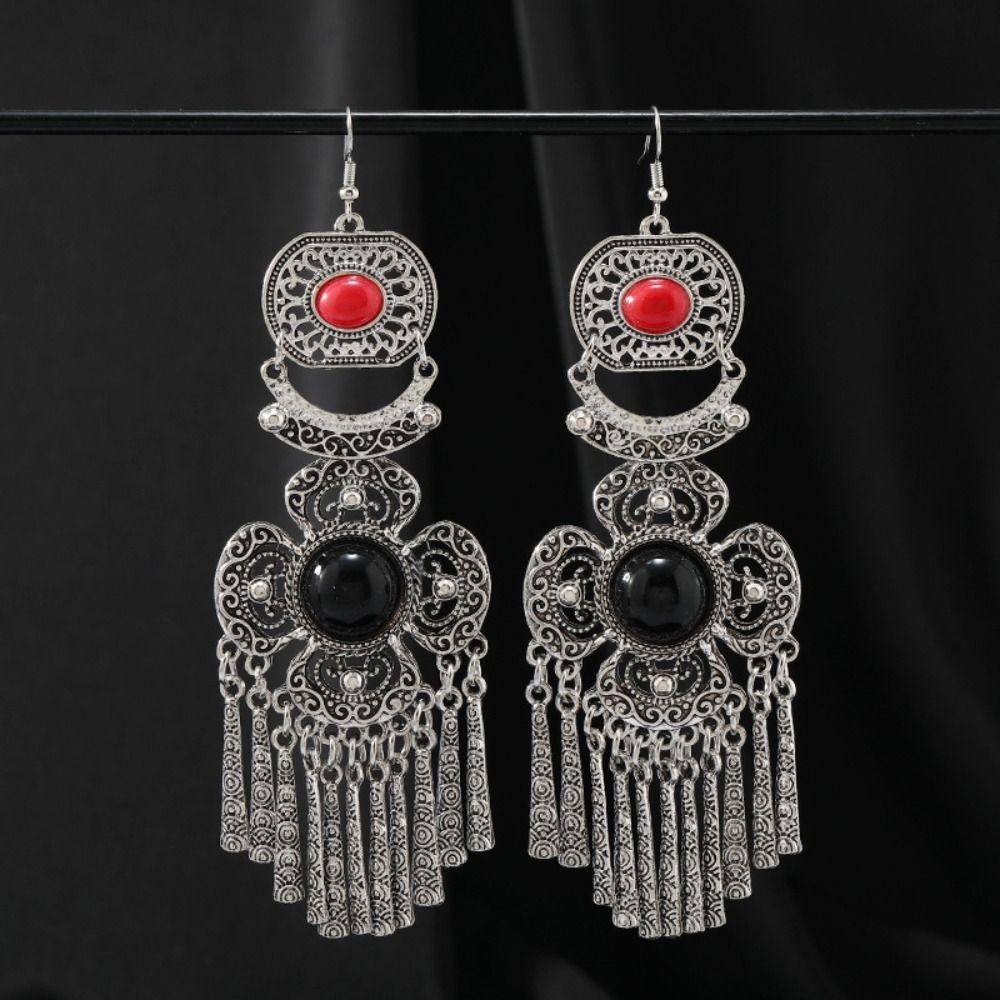 Zinc Zinc Alloy Retro Tassel Earrings Luxury Ethnic Style Ear Studs Elegant Rhinestone Pearls Ear Drop  Girls