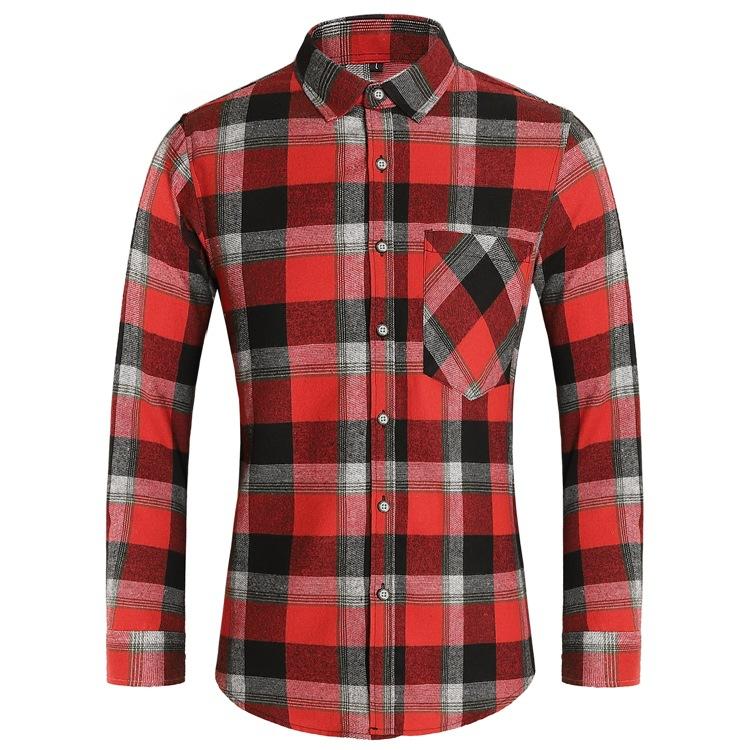Koszule męskie wiosenne i jesienne Długie rękawy Frezowane włosy Duży rozmiar Koreańska wersja koszuli w kratę Casual Koszule męskie