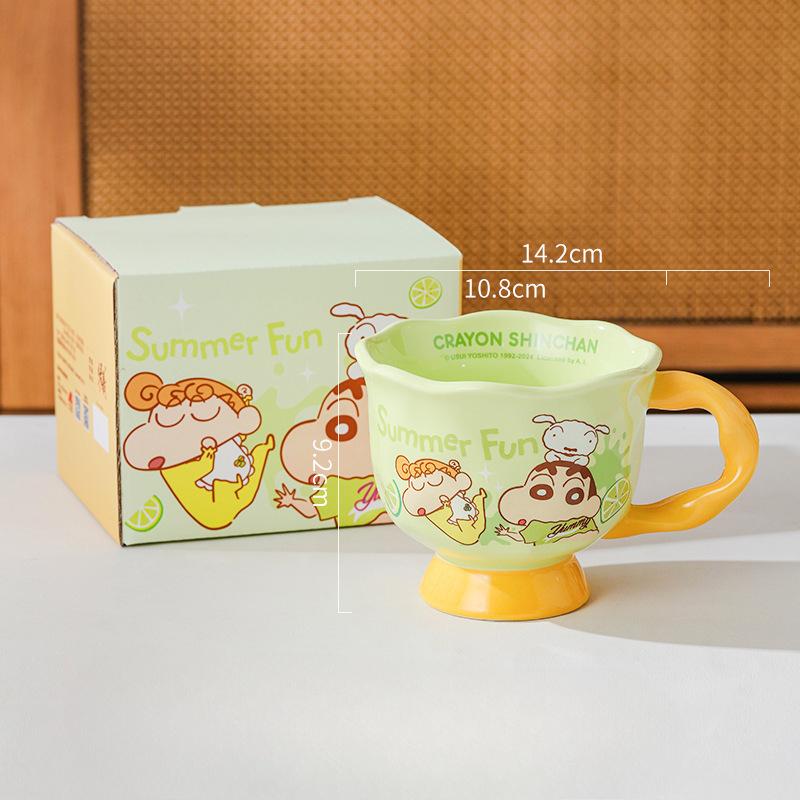 Birthday Gift for Girls Cartoon Mug Cute Water Cup Household Crayon Shin Shiba Ceramic Cup Goblet