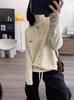 Exquisite Little Horse Embroidered Wool Cardigan with Round Neck and Metal Buckle