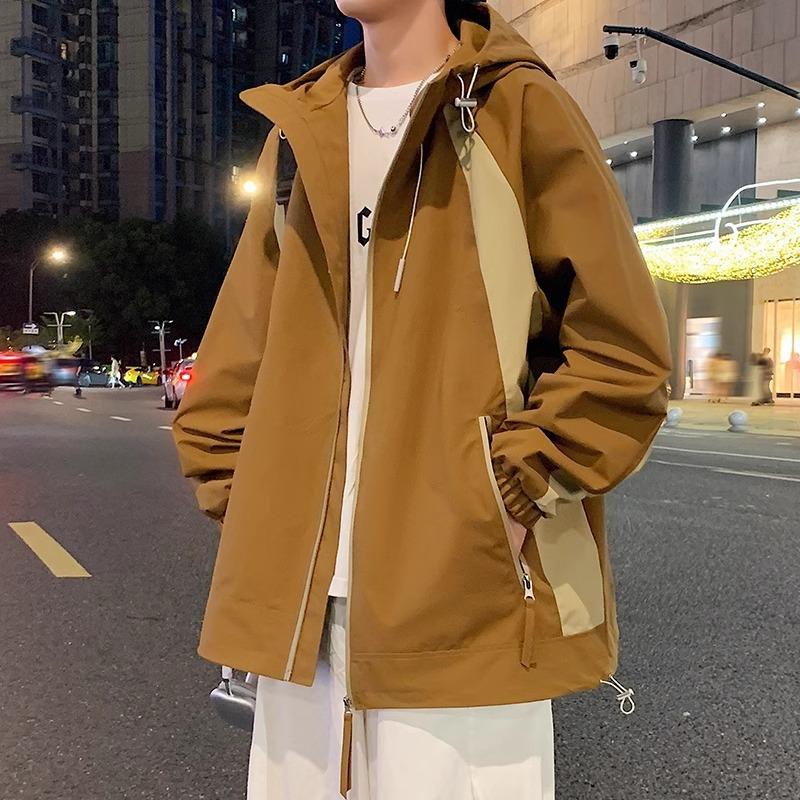 New Jacket Men's Spring and Autumn Casual Hooded American Loose Autumn Suit
