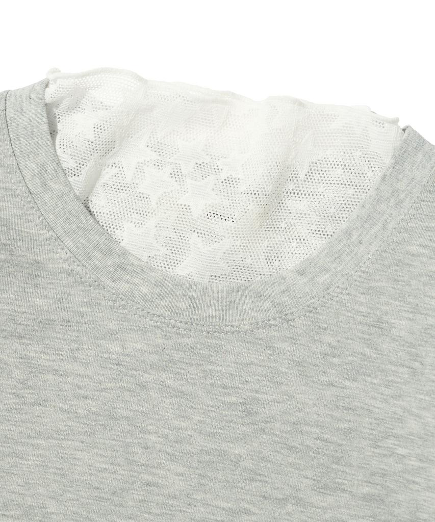CARGOBROS FOR WOMAN Star See-Through Long Sleeve Layered Short Sleeve Tee Set (Ivory/Melange)