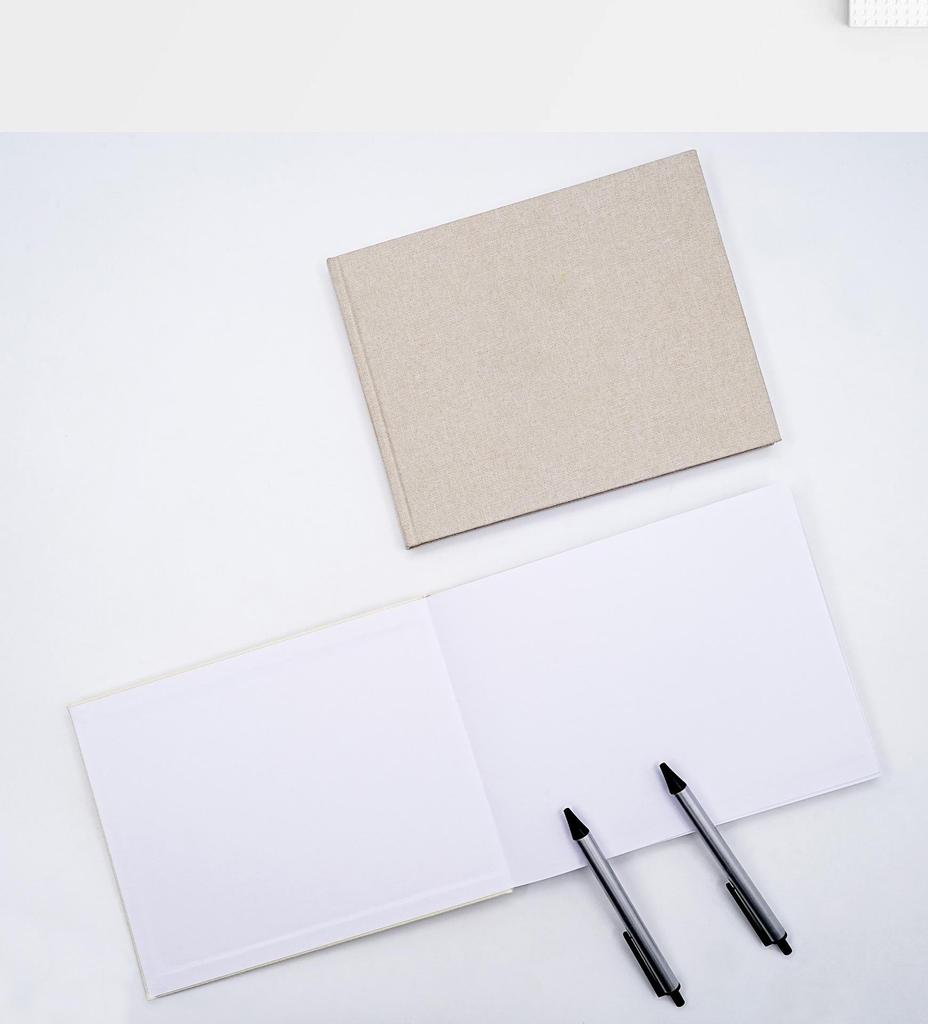 Linen Cross-Stitch Guestbook: Customizable Blank Notebook with Cloth Cover