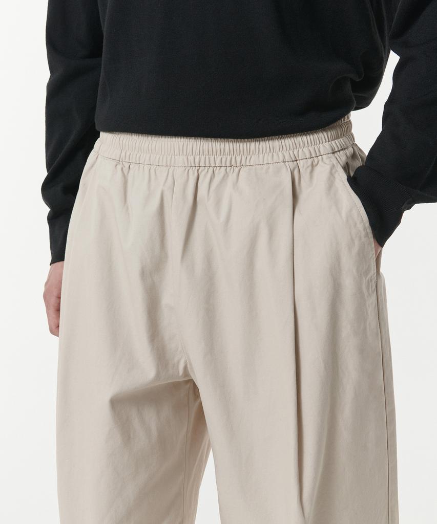 Musinsa Standard Cotton Deep Tuck Wide Elastic Waist Pants [Light Beige]