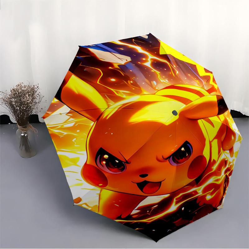 1pc Pikachu Automatic Folding Umbrella - Compact 8-Rib Design, Durable Plastic & Iron, Perfect Gift for Friends & Family,  yy250923052