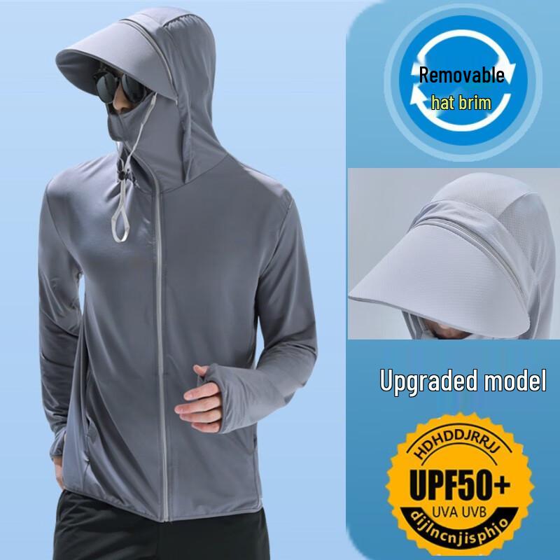 Men's Cool Breathable Ice Silk UV Protection Hooded Fishing Jacket
