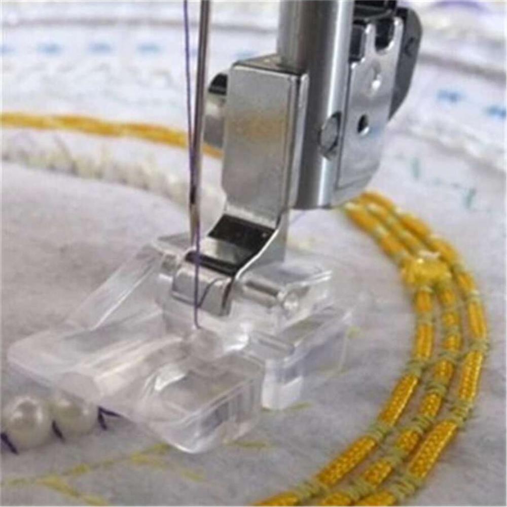 1pc Pearl & Sequin Embroidery Presser Foot Transparent Flexible Design for Easy Sewing and Knitting, Round Bead, Presser Foot