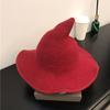 Solid Color Witch Hat Wool Halloween Hat Vintage Wool Bucket Hat  Women