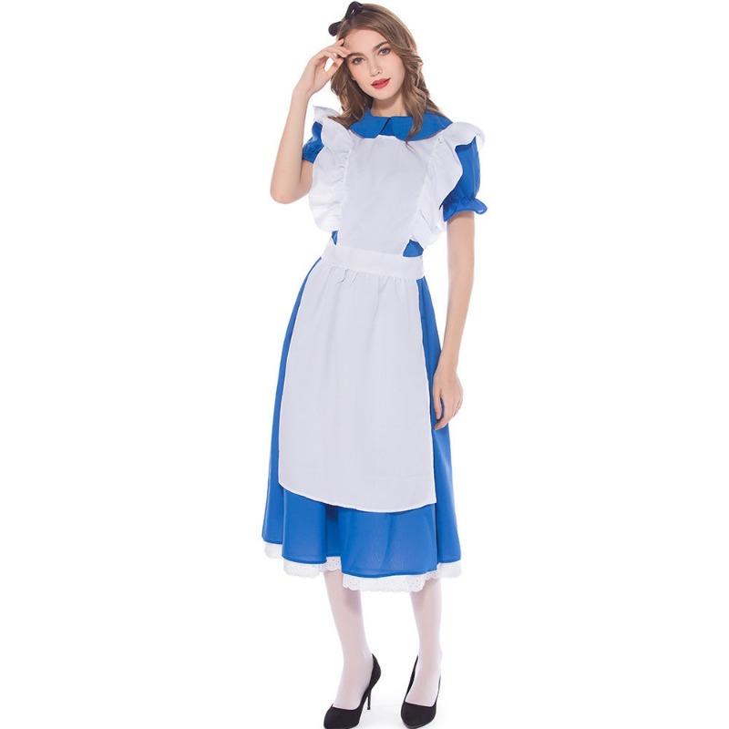 Halloween Alice In Wonderland Blue Maid Show Dress Parent-Child Dress
