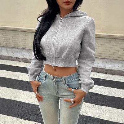 Autumn High-end Hooded Sweatshirt Jacket for Hot Girls Short Waist-exposing Casual Jacket for Women