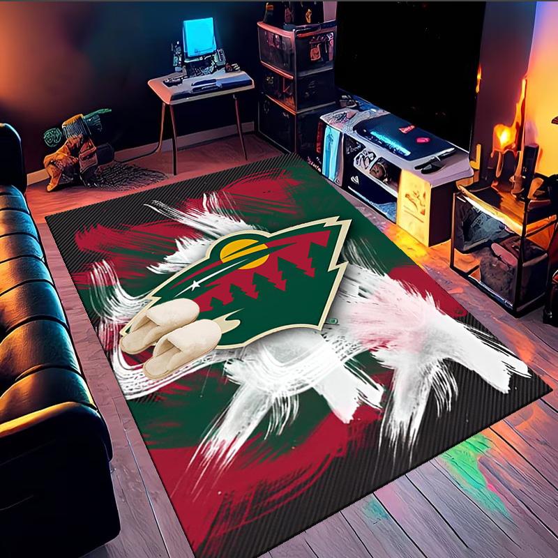 Minnesota Hockey Team Area Rug Suitable for Indoor And Outdoor,Carpets for Kitchens, Homes, Offices, Living Rooms,Home Decor,Christmas Gift