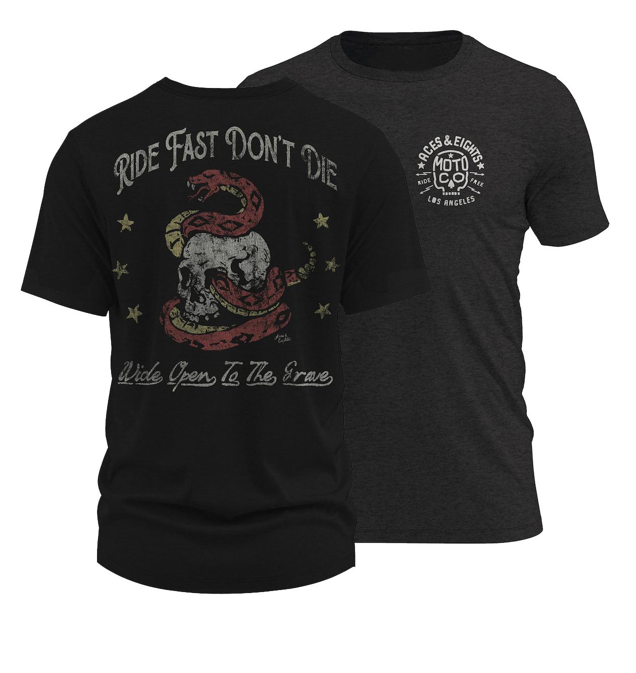 Ride Fast Dont Die Vintage Snake Skull Motorbike Rider Motorcyclist TShirt 100 Cotton ONeck Short Sleeve Casual Mens Tshirt S