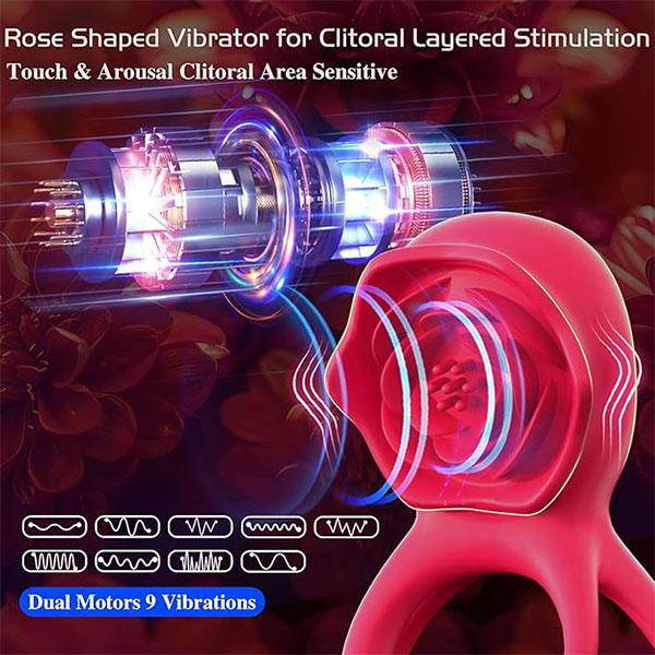 9 Vibrations Male Couple Sex Toy Vibrating Cock Ring Clitoral Stimulator Testicle Massager Penis Ring Vibrator Couples Sex Toys for Men Women