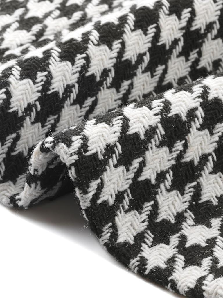 Women's Notch Lapel Houndstooth Button Work Suit Long Sleeve Casual Blazer, Black, Size M