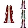 Exquisites Langarm-Bodenlanges Renaissance-Kleid mit Banddekoration für Cosplay