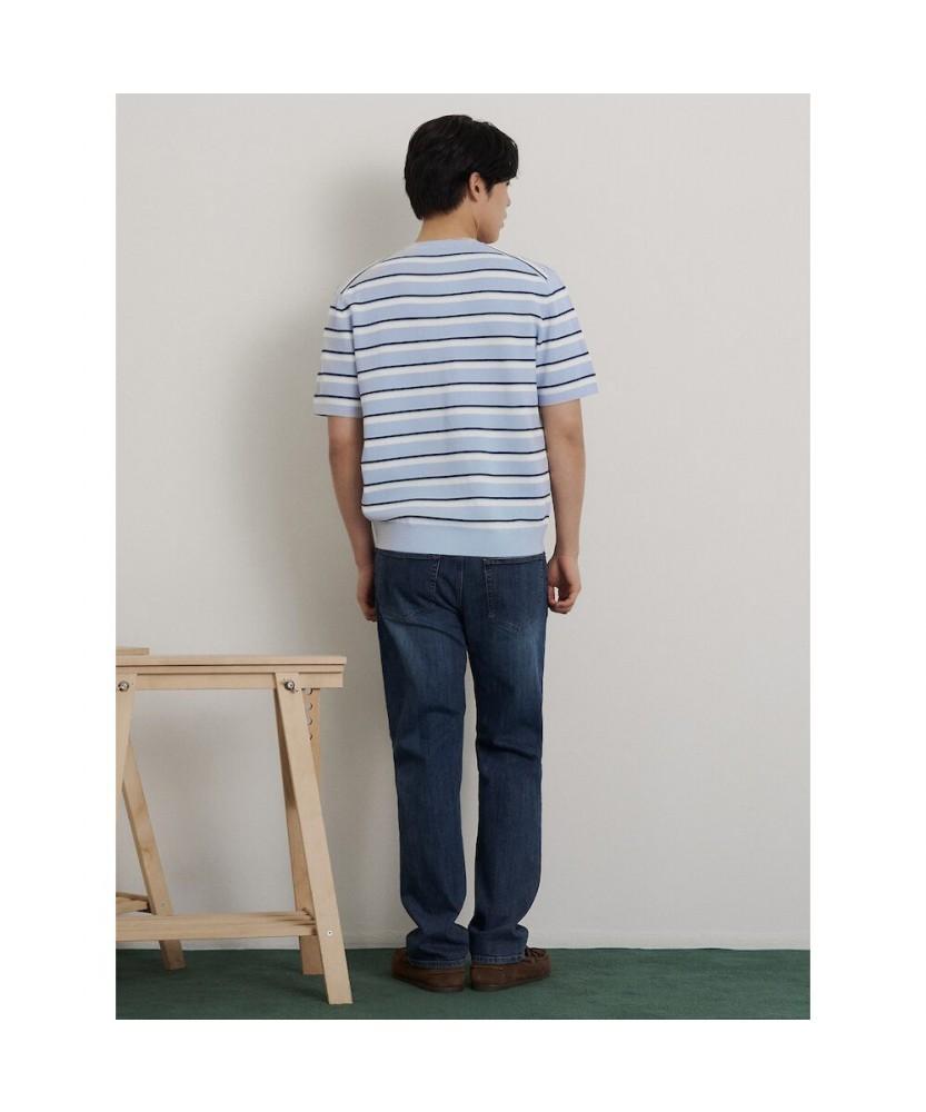 Binpolmen Striped Round Knit Sky Blue