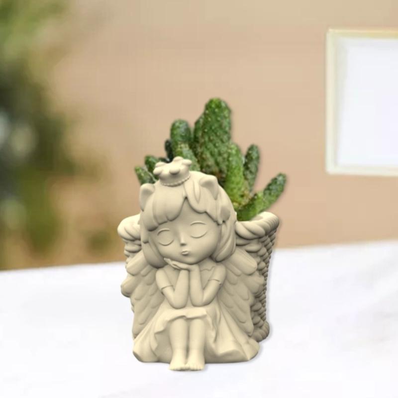 Flower Pot Silicone Mold 3D Angel Girl Succulent Planter Concrete Mold DIY Craft Resin Epoxy Mold DIY Pen Holder Decor