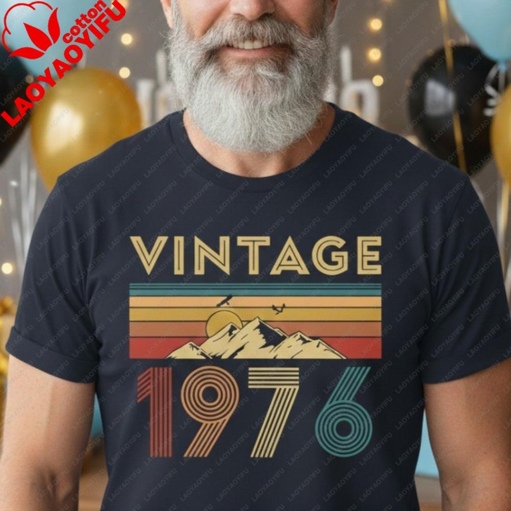 T-shirt Vintage 1976 50° Compleanno Regalo per Lui Classica Retro T-shirt Uomo Festa di Compleanno Regalo Magliette Abbigliamento con Stampa Grafica