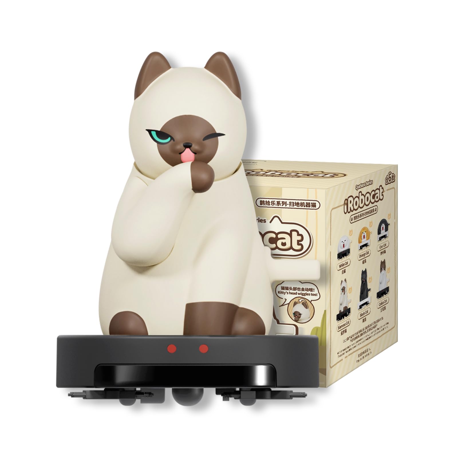 52TOYS BLINDBOX Серия Quesera: iRobocat [Серия Сорока: Кот на роботе-пылесосе] Заводная капсула Гачапон, Раскрашенная кукла, Игрушка, Идеальный подарок
