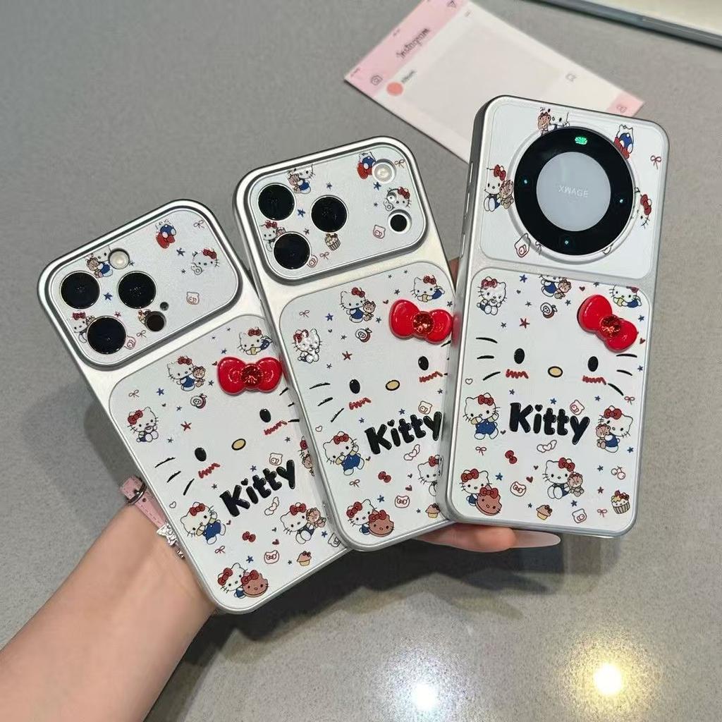 Cute Cat Bow Is Suitable for Iphone16promax Apple 17 Mobile Phone Case Electroplating Second Change Window Mobile Phone