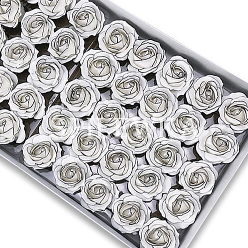 24pcs 4x6cm Artificial Chanson Rose Black Border Small Fragrant Flowers Decoracion Flower Box Wedding Bouquet Christmas Gift