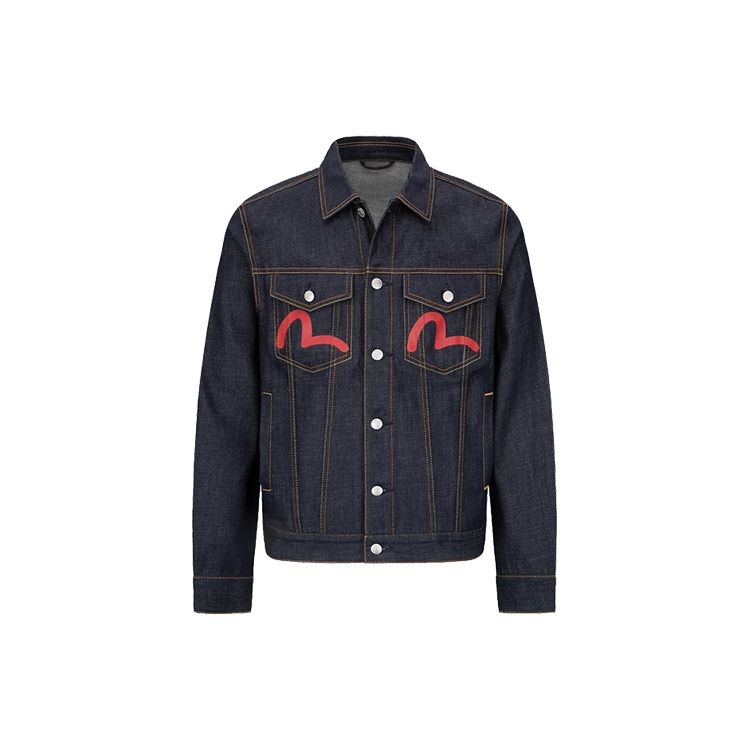 Evisu Ss22 Buddha Head Print Denim Jacket Men jackets Denim-Blue 2ESEPM2DJ720XXCT