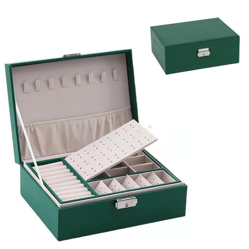 Double-Layer Lockable Jewelry and Ornaments Storage Box with Large Capacity