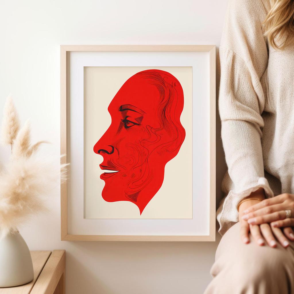 Plakat czerwona twarz ilustracja