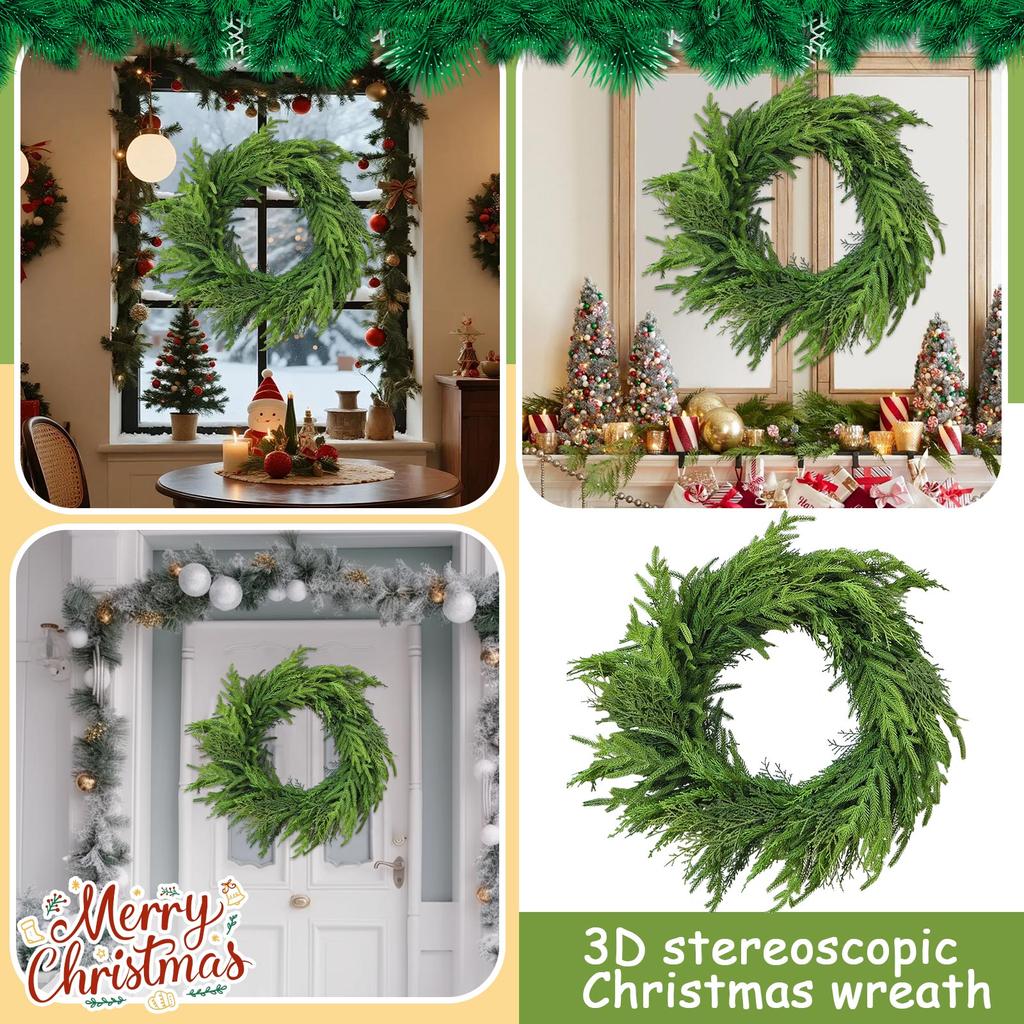 Christmas Kitchen Cabinet Wreaths With Plaid Bow Ribbon Hanging Cabinet Doors Wreaths Decorative For Kitchen Window Outdoor Indoor Holiday Decor