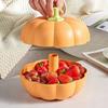 Double Layer Pumpkin Bowl for Fall Home Party Snack Holder for Halloween Party Pumpkin Fruit Candy Bowl Food Storage Container
