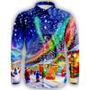 Christmas Santa Claus Casual Men's Button Up Shirt Long Sleeve Christmas theme Shirt Collar Button Up 3D Print Thin Polyester