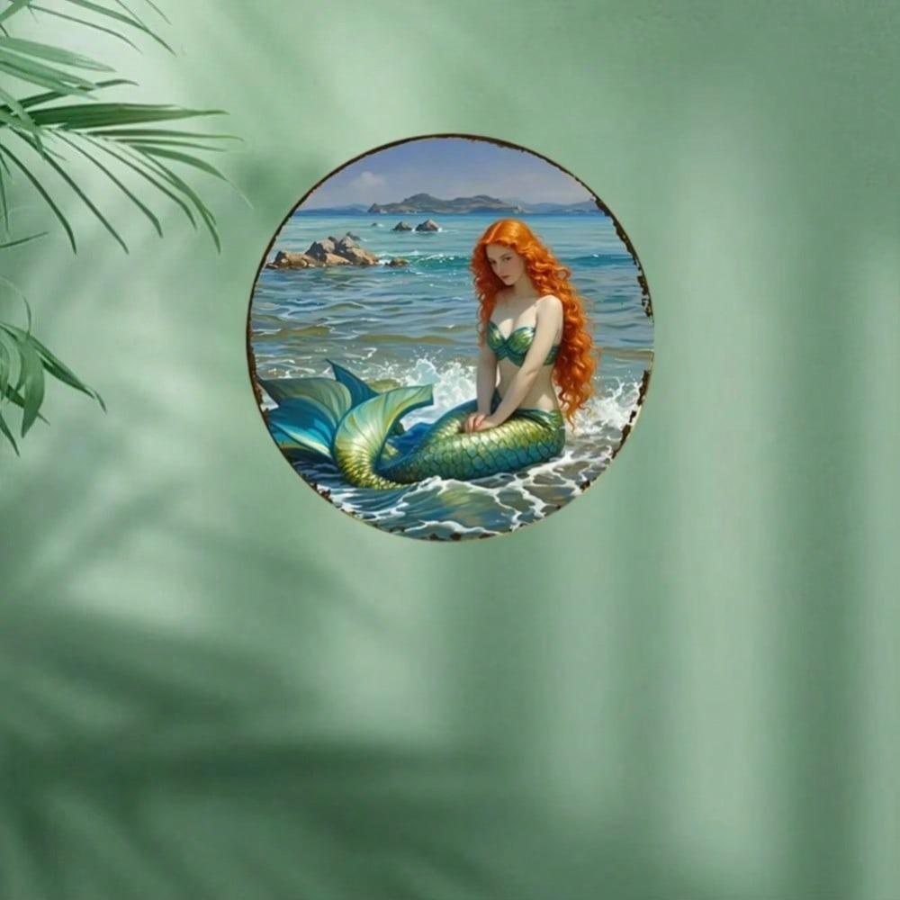 Vintage Mermaid Aluminum Wall Art Home Cafe Decor Halloween Gift