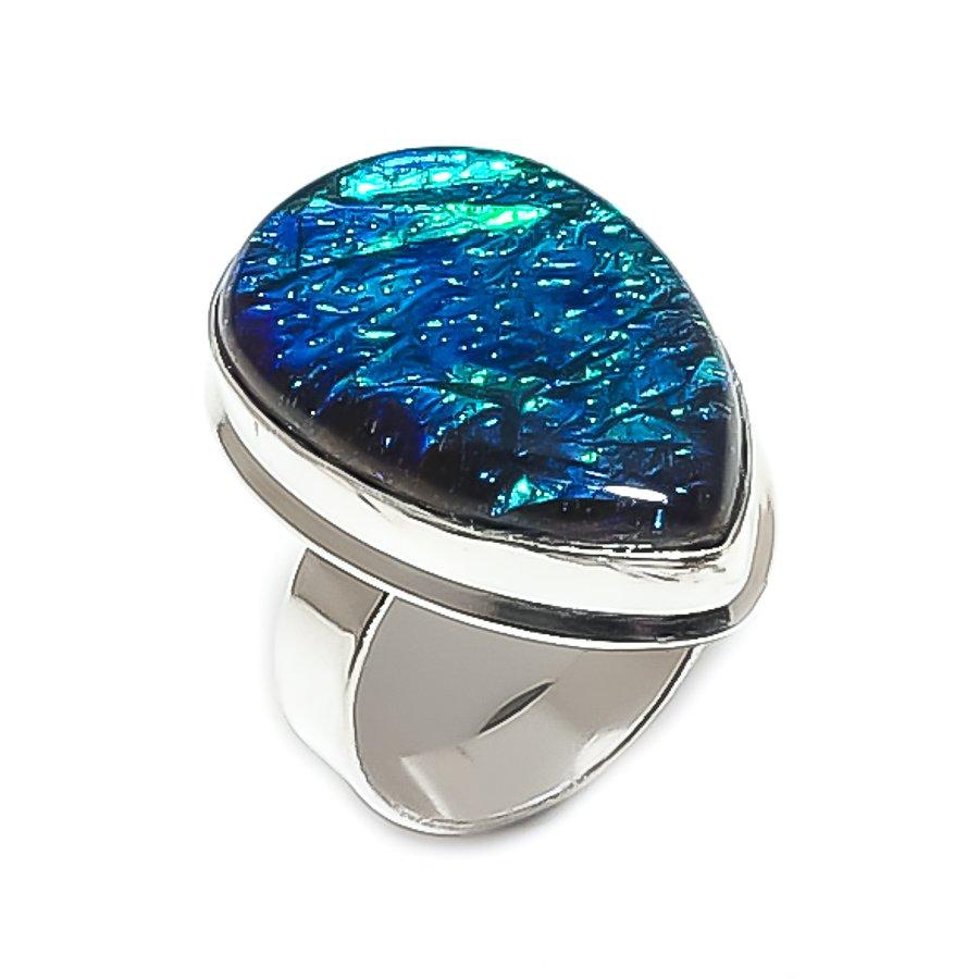Blue Triplet Opal Gemstone Handmade 925 Sterling Silver Ring Size 7.5 G3q18