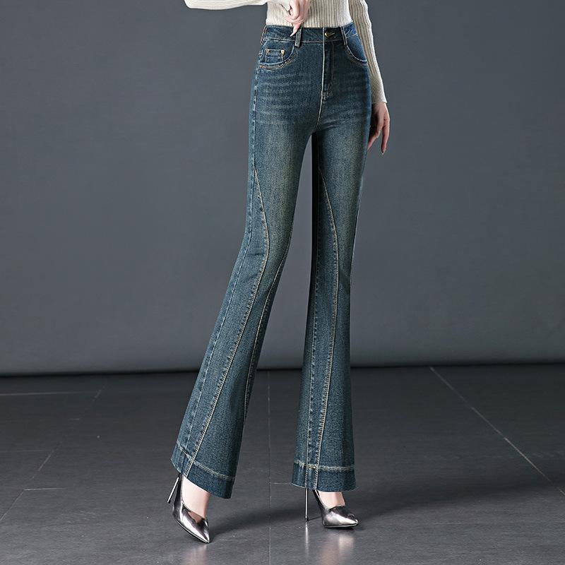 Women s High-Waisted Slimming Flared Retro Wide-Leg Jeans 3XL